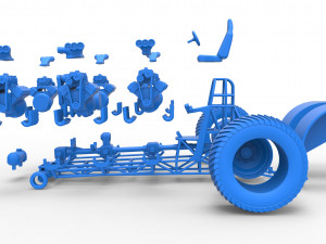 Pulling tractor with 7 engines V8 Scale 1 to 25 3D 打印模型