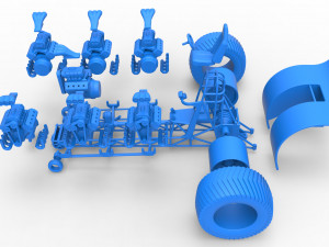 Pulling tractor with 7 engines V8 Scale 1 to 25 3D 打印模型