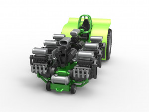 Pulling tractor with 8 engines V8 Scale 1 to 25 Modelo de impresión 3D