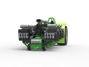 Pulling tractor with 8 engines V8 Scale 1 to 25 Modelo de impresión 3D