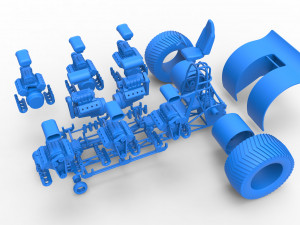 Pulling tractor with 8 engines V8 Scale 1 to 25 Modelo de impresión 3D