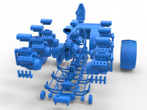 Pulling tractor with 8 engines V8 Scale 1 to 25 Modelo de impresión 3D