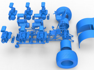 Pulling tractor with 8 engines V8 Scale 1 to 25 Modelo de impresión 3D