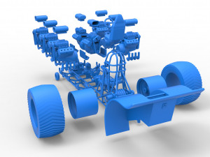Pulling tractor with 8 engines V8 Scale 1 to 25 Modelo de impresión 3D