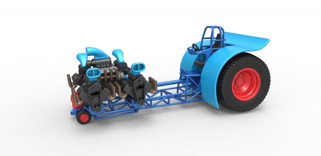 Pulling tractor with 5 engines V8 Version 3 Scale 1 to 25 Modello di stampa 3D .c4d .max .obj .3ds .fbx .stl .blend