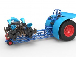 Pulling tractor with 5 engines V8 Version 3 Scale 1 to 25 3D प्रिंट मॉडल