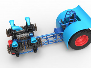 Pulling tractor with 5 engines V8 Version 3 Scale 1 to 25 Modello di stampa 3D