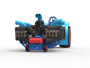 Pulling tractor with 5 engines V8 Version 3 Scale 1 to 25 Modello di stampa 3D