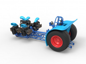 Pulling tractor with 5 engines V8 Version 3 Scale 1 to 25 Modello di stampa 3D