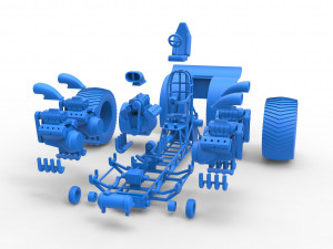 Pulling tractor with 5 engines V8 Version 3 Scale 1 to 25 Modello di stampa 3D