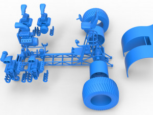Pulling tractor with 5 engines V8 Version 3 Scale 1 to 25 Modello di stampa 3D