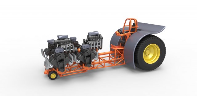 Pulling tractor with 6 engines V8 Version 2 Scale 1 to 25 3D Принт Модель .c4d .max .obj .3ds .fbx .stl .blend