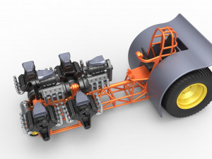 Pulling tractor with 6 engines V8 Version 2 Scale 1 to 25 3D Принт Модель
