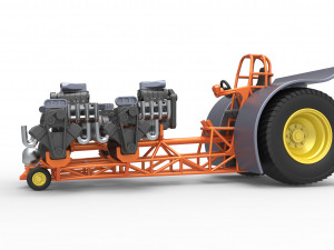 Pulling tractor with 6 engines V8 Version 2 Scale 1 to 25 3D Принт Модель