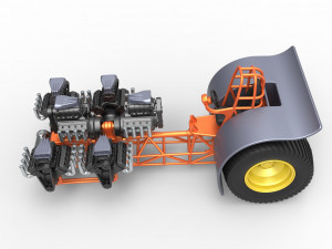 Pulling tractor with 6 engines V8 Version 2 Scale 1 to 25 3D Принт Модель