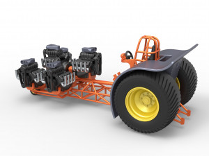 Pulling tractor with 6 engines V8 Version 2 Scale 1 to 25 3D Принт Модель