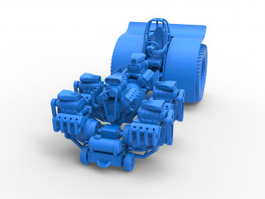 Pulling tractor with 6 engines V8 Version 2 Scale 1 to 25 3D Принт Модель