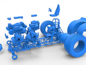 Pulling tractor with 6 engines V8 Version 2 Scale 1 to 25 3D Принт Модель