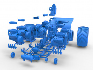 Pulling tractor with 6 engines V8 Version 2 Scale 1 to 25 3D Принт Модель