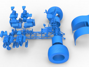 Pulling tractor with 6 engines V8 Version 2 Scale 1 to 25 3D Принт Модель