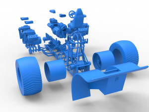 Pulling tractor with 6 engines V8 Version 2 Scale 1 to 25 3D Принт Модель