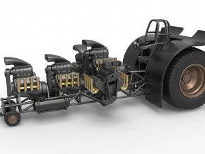 Pulling tractor with 5 engines V8 Version 4 Scale 1 to 25 3D Print Model
