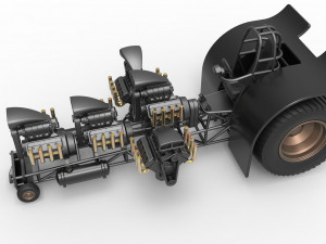 Pulling tractor with 5 engines V8 Version 4 Scale 1 to 25 Modelo de impresión 3D