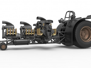 Pulling tractor with 5 engines V8 Version 4 Scale 1 to 25 Modelo de impresión 3D