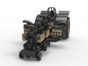 Pulling tractor with 5 engines V8 Version 4 Scale 1 to 25 Modelo de impresión 3D