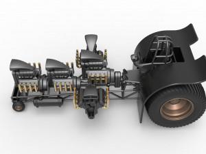 Pulling tractor with 5 engines V8 Version 4 Scale 1 to 25 Modelo de impresión 3D