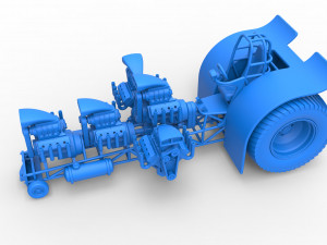 Pulling tractor with 5 engines V8 Version 4 Scale 1 to 25 Modelo de impresión 3D