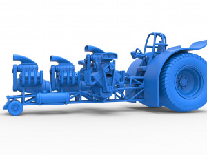 Pulling tractor with 5 engines V8 Version 4 Scale 1 to 25 Modelo de impresión 3D