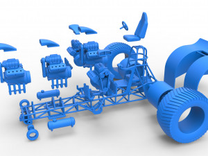 Pulling tractor with 5 engines V8 Version 4 Scale 1 to 25 Modelo de impresión 3D