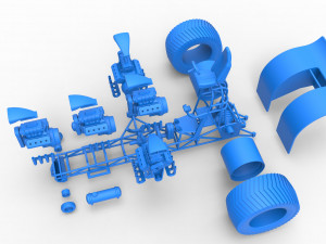 Pulling tractor with 5 engines V8 Version 4 Scale 1 to 25 Modelo de impresión 3D