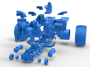 Pulling tractor with 5 engines V8 Version 4 Scale 1 to 25 Modelo de impresión 3D