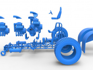 Pulling tractor with 5 engines V8 Version 4 Scale 1 to 25 Modelo de impresión 3D