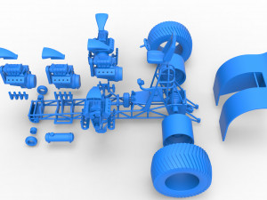 Pulling tractor with 5 engines V8 Version 4 Scale 1 to 25 Modelo de impresión 3D