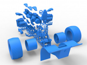 Pulling tractor with 5 engines V8 Version 4 Scale 1 to 25 Modelo de impresión 3D