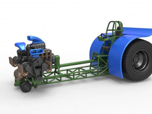 Тяговый трактор с 3 двигателями V8 Версия 6 Масштаб от 1 до 25 3D Принт Модель