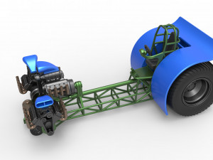 Pulling tractor with 3 engines V8 Version 6 Scale 1 to 25 Modelo de impresión 3D