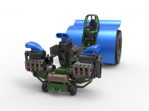 Pulling tractor with 3 engines V8 Version 6 Scale 1 to 25 Modelo de impresión 3D