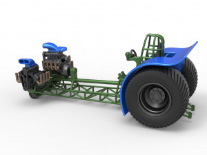 Pulling tractor with 3 engines V8 Version 6 Scale 1 to 25 Modelo de impresión 3D