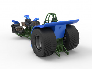 Pulling tractor with 3 engines V8 Version 6 Scale 1 to 25 Modelo de impresión 3D