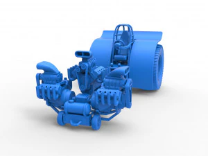 Tractor de tracci&oacute;n con 3 motores V8 Versi&oacute;n 6 Escala 1 a 25 Modelo de impresión 3D