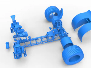 Tractor de tracci&oacute;n con 3 motores V8 Versi&oacute;n 6 Escala 1 a 25 Modelo de impresión 3D