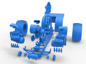 Tractor de tracci&oacute;n con 3 motores V8 Versi&oacute;n 6 Escala 1 a 25 Modelo de impresión 3D