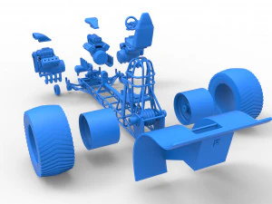 Tractor de tracci&oacute;n con 3 motores V8 Versi&oacute;n 6 Escala 1 a 25 Modelo de impresión 3D