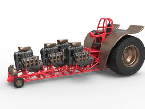 Тягний трактор з 4 двигунами V8 Версія 5 Шкала від 1 до 25 3D Принт Модель