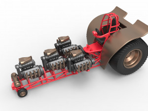 Pulling tractor with 4 engines V8 Version 5 Scale 1 to 25 Modelo de impresión 3D