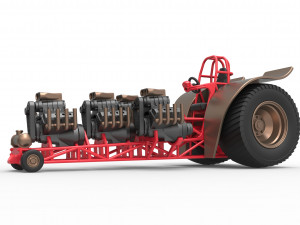 Pulling tractor with 4 engines V8 Version 5 Scale 1 to 25 Modelo de impresión 3D
